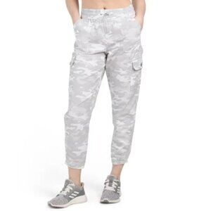 NEW CALVIN KLEIN Smocked Waistband Cargo Joggers Silver 100% cotton 362mn